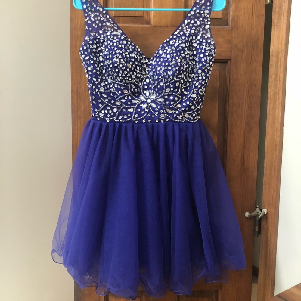Homecoming / Prom Dress Beaded Dark Purple Silver - Picture 2 of 8